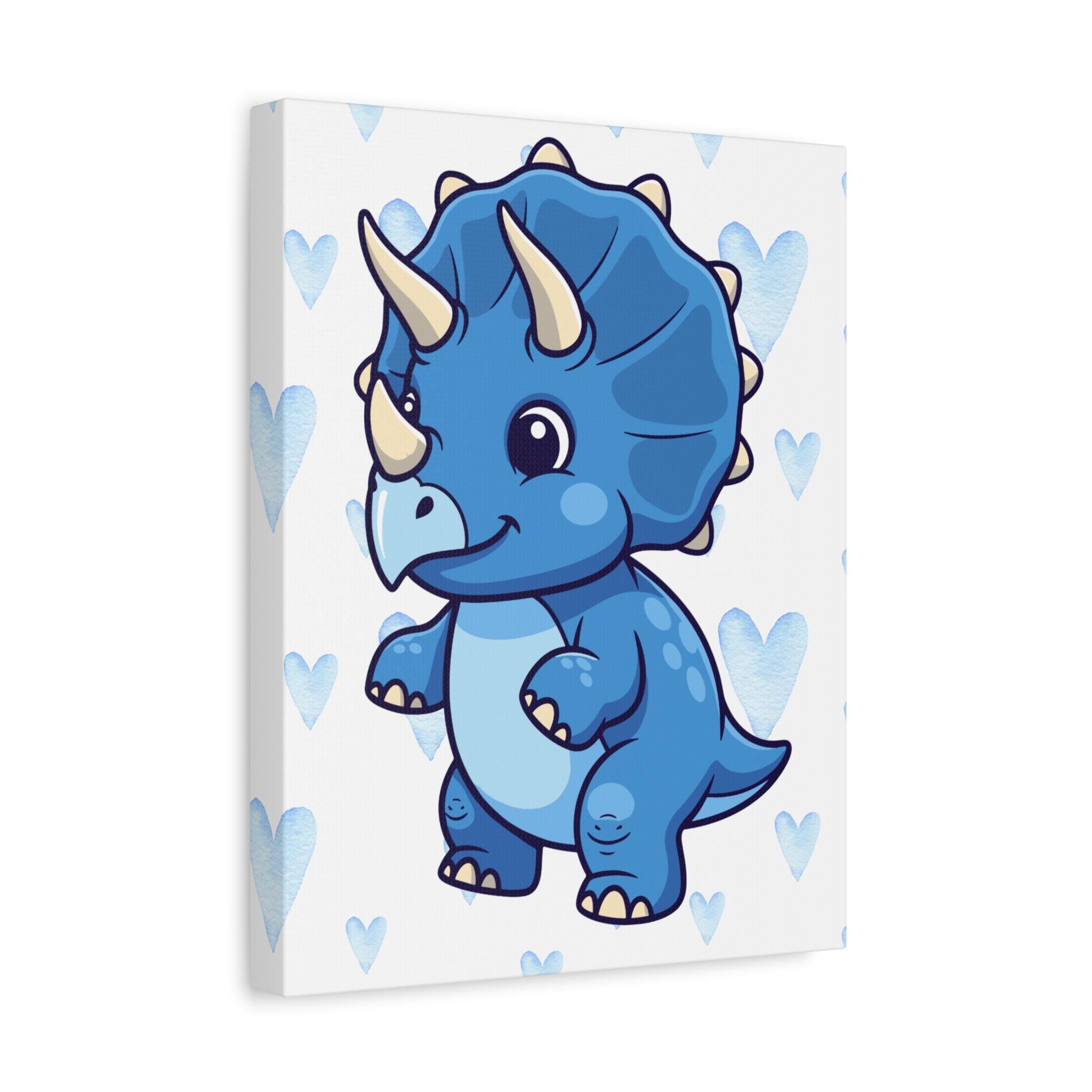 Blue Baby Triceratops Canvas | Matte Stretched Wall Art