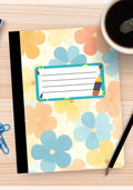 Floral Composition Notebook Cover: Yellow & Blue Stickers (Digital Download)
