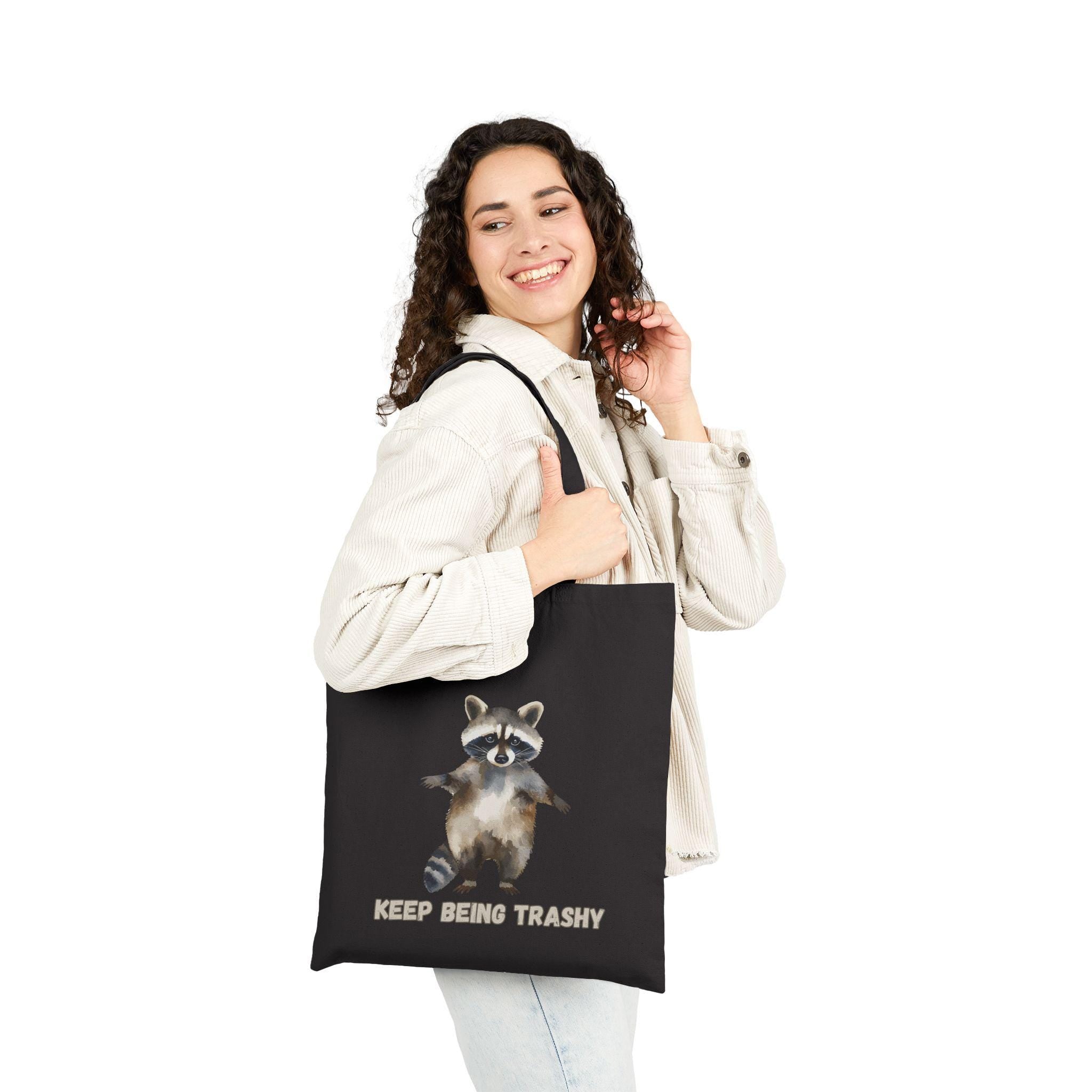 Raccoon Trashy Tote Bag | Watercolor Canvas Reusable Shopper