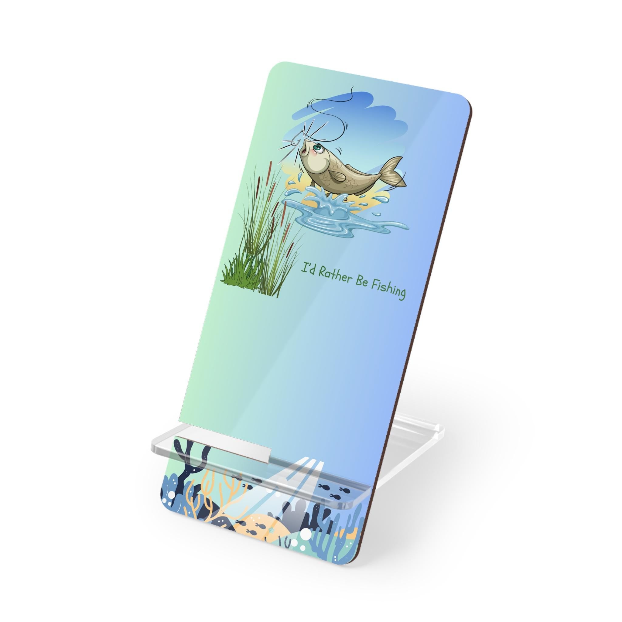 Fishing Themed Smartphone Stand, I'd Rather Be Fishing Holder, Desk Accessory, Gift for Fisherman, Fishing Lover Decor, Unique Phone Stand