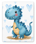 Blue Cartoon Dinosaur Canvas | Matte Stretched Wall Art