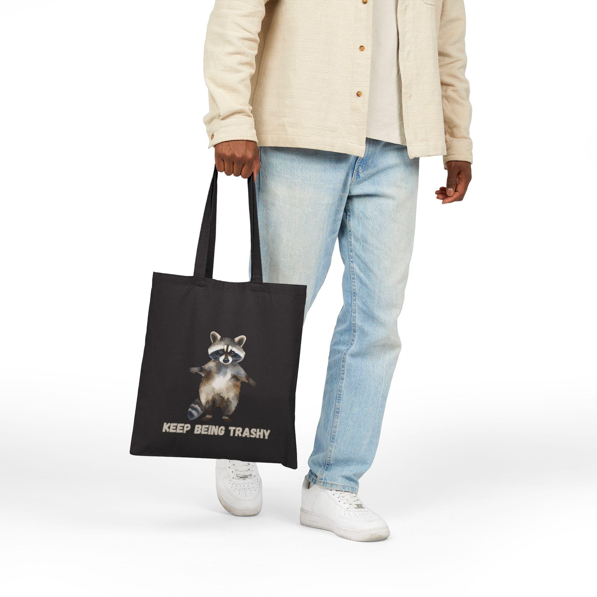 Raccoon Trashy Tote Bag | Watercolor Canvas Reusable Shopper