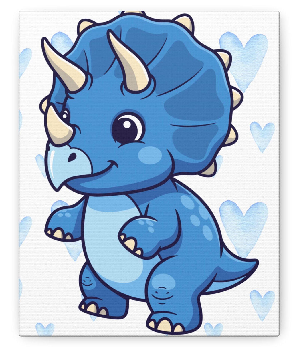 Blue Baby Triceratops Canvas | Matte Stretched Wall Art