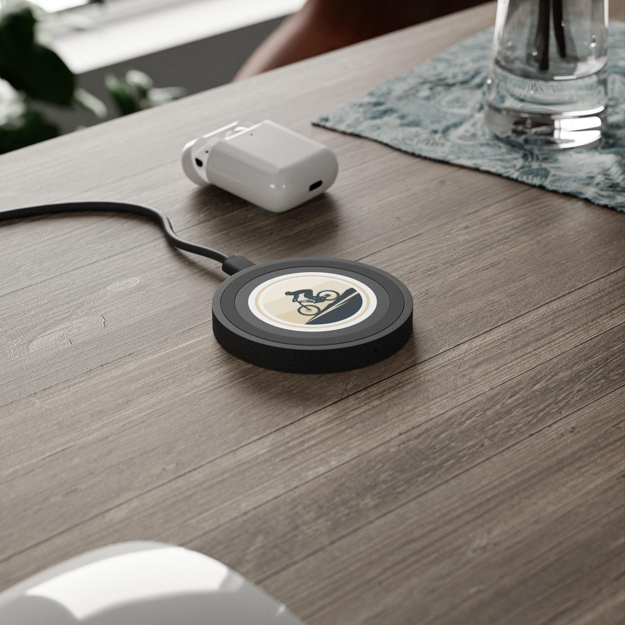 Mountain Biker Circular Wireless Charging Pad | Bike Phone Charger