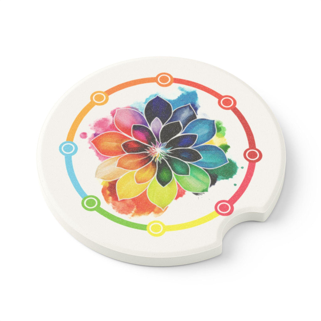 Floral Soapstone Car Coaster: Vibrant Watercolor Art Drink Coaster