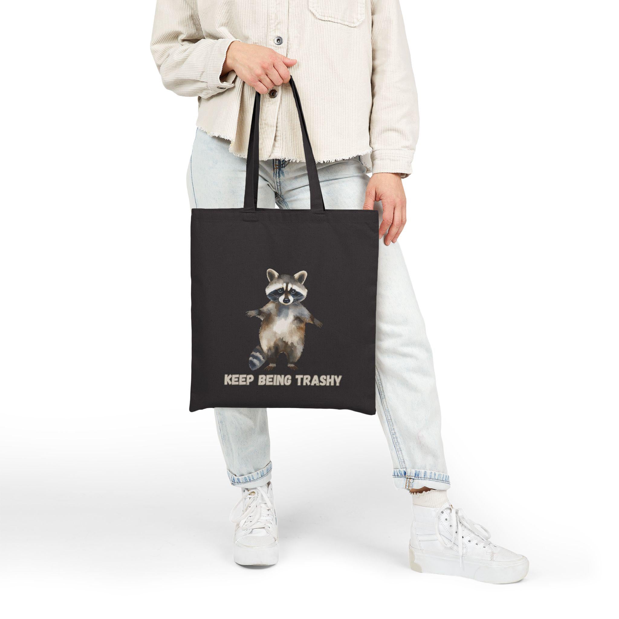 Raccoon Trashy Tote Bag | Watercolor Canvas Reusable Shopper