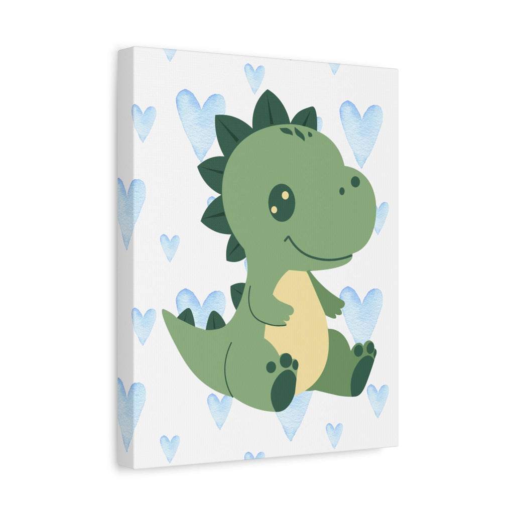 Baby Dinosaur Canvas Art | Watercolor Dino, Heart Nursery Decor