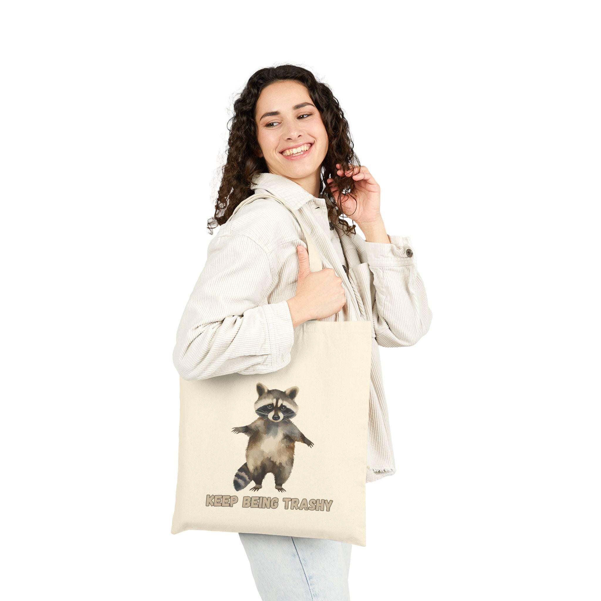 Raccoon Trashy Tote Bag | Watercolor Canvas Reusable Shopper