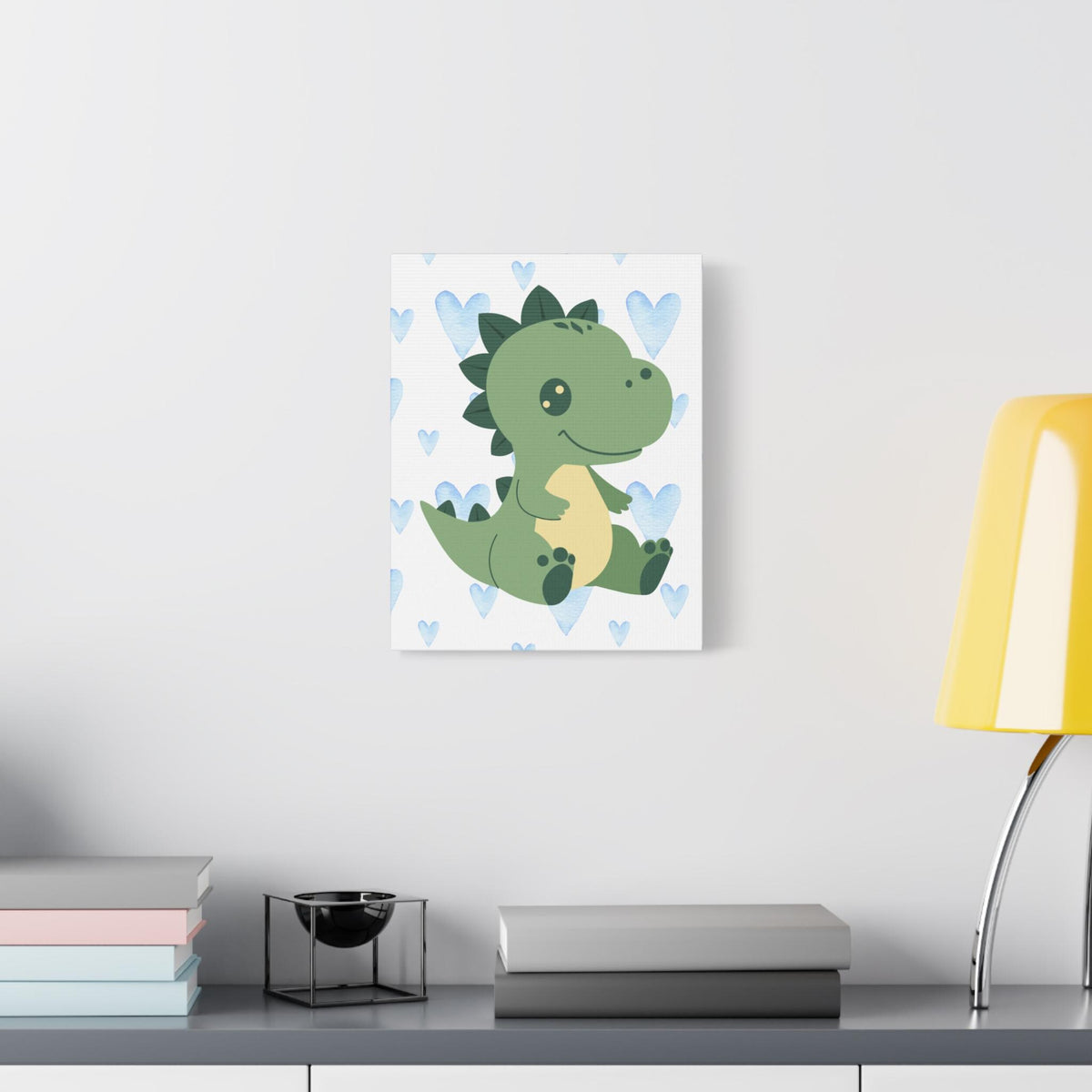 Baby Dinosaur Canvas Art | Watercolor Dino, Heart Nursery Decor