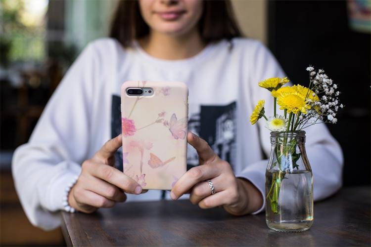 Floral Butterfly Phone Case | Soft Pink Flowers and Butterfly Design