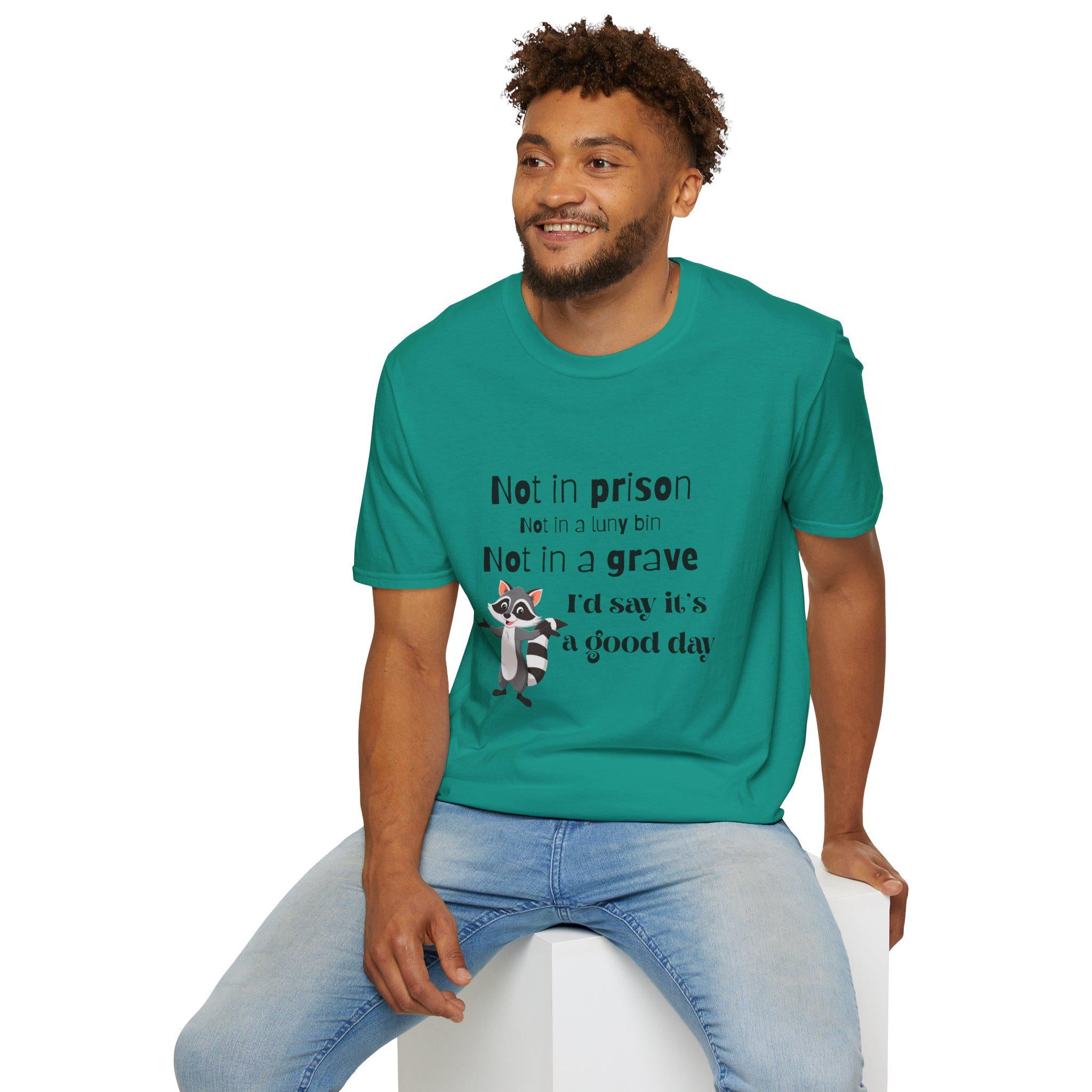 Funny Raccoon T-Shirt: It's a Good Day - Unisex Softstyle Tee