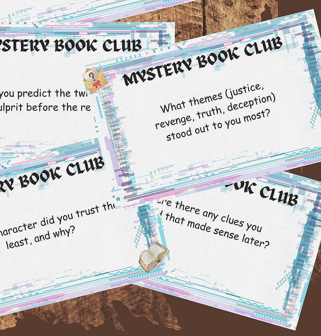 Mystery Book Club Conversation Cards, Idea starters, PDF File Download