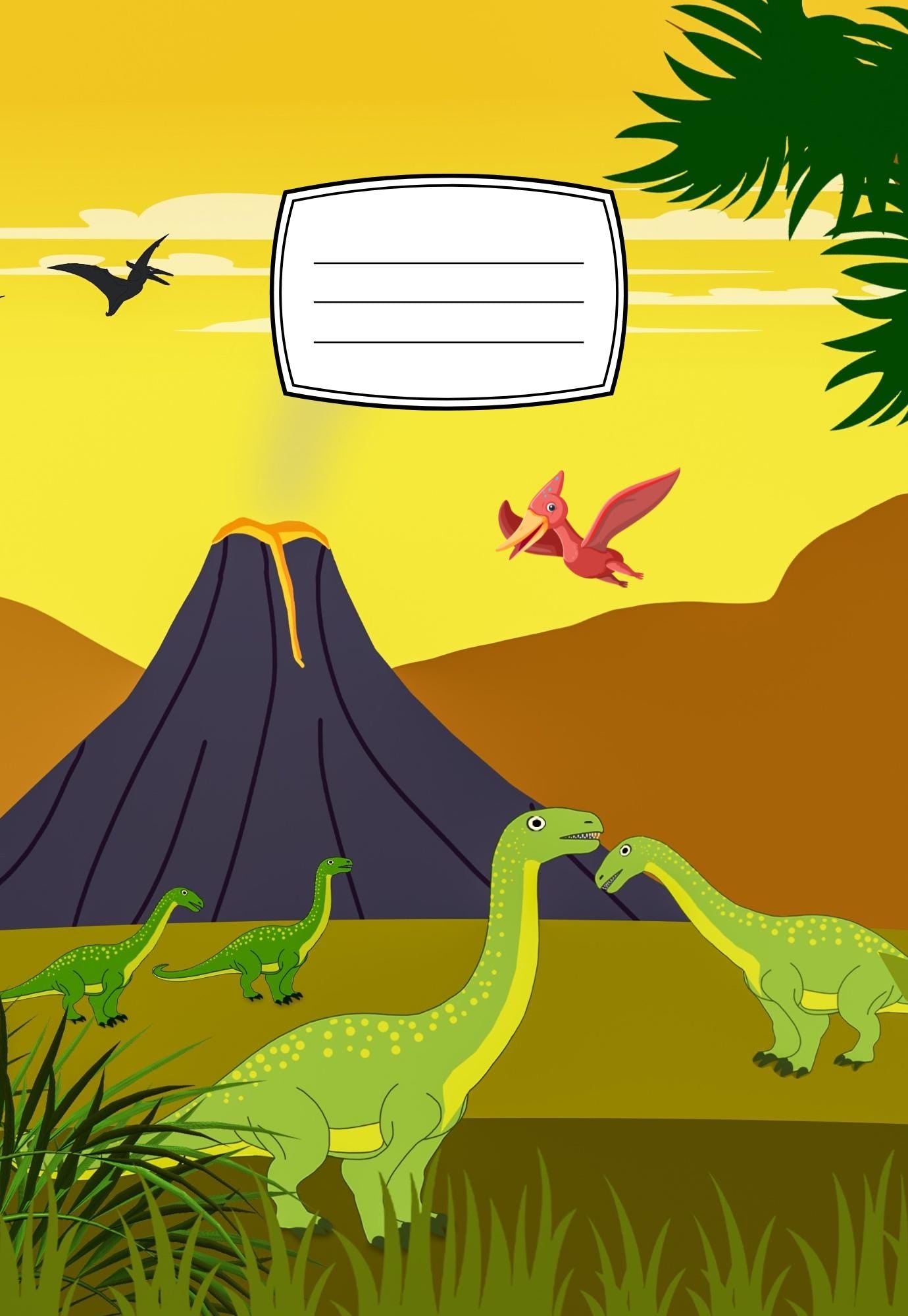 Dinosaur Composition Notebook Cover & Stickers: Printable School Supplies (Digital Download)