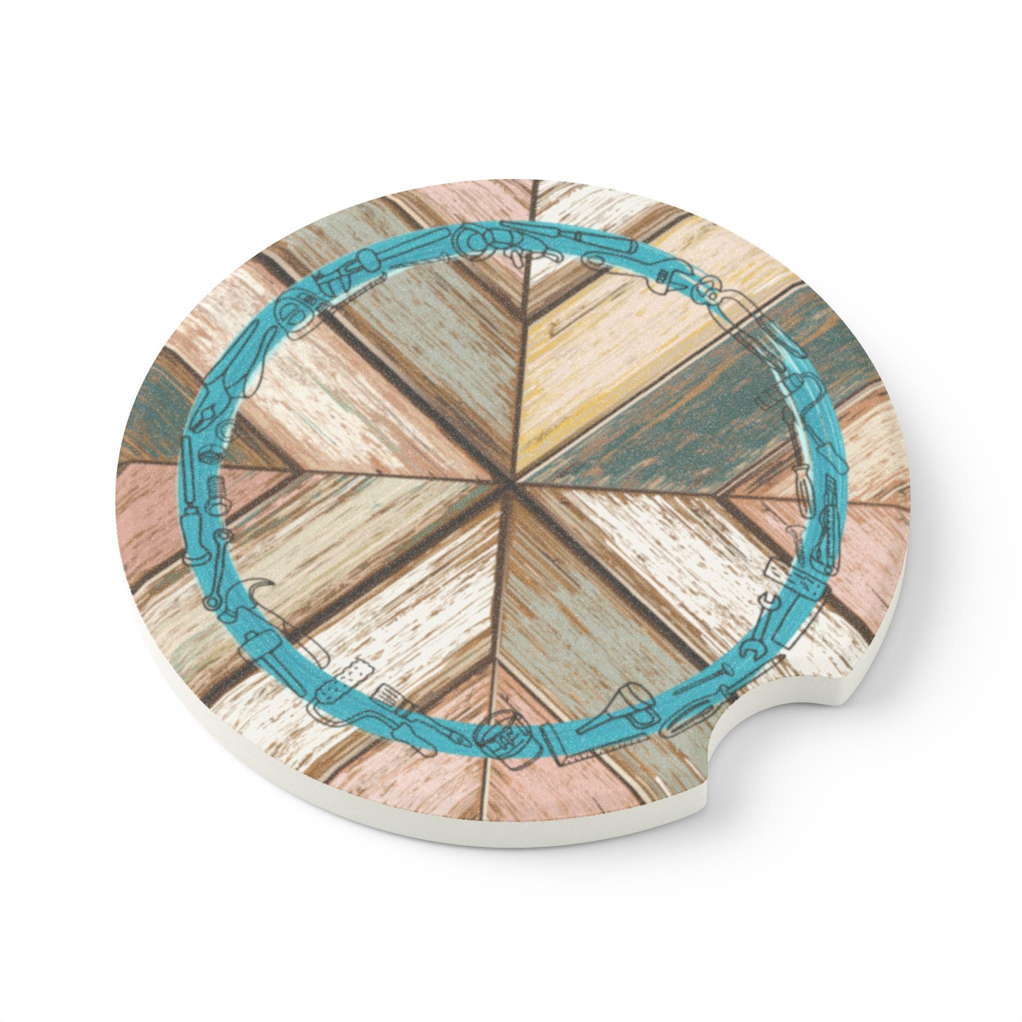 Rustic Soapstone Car Coaster: Vintage Wood Design