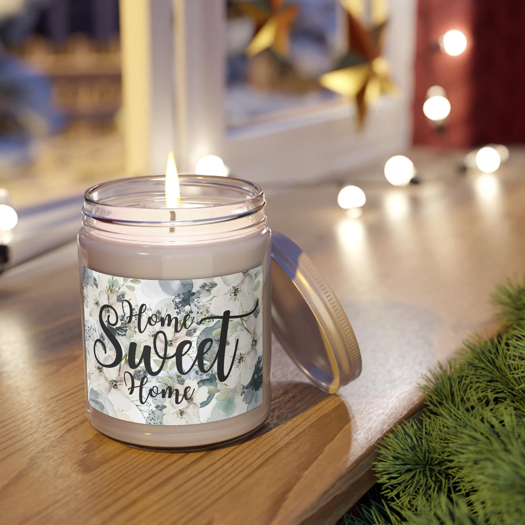Home Sweet Home Floral Soy Candle, Farmhouse Decor, 9oz