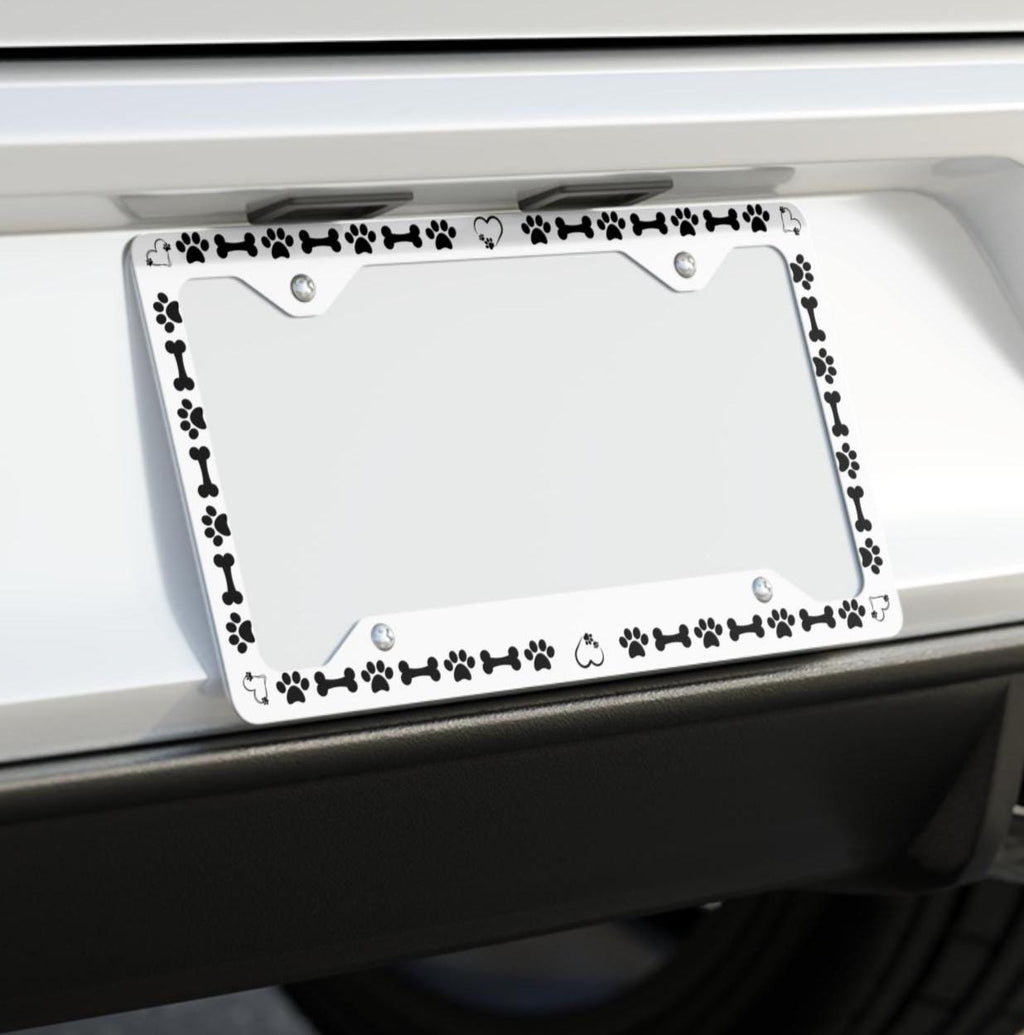 Custom Dog Paw License Plate Frame: Pet Lover Car Decor