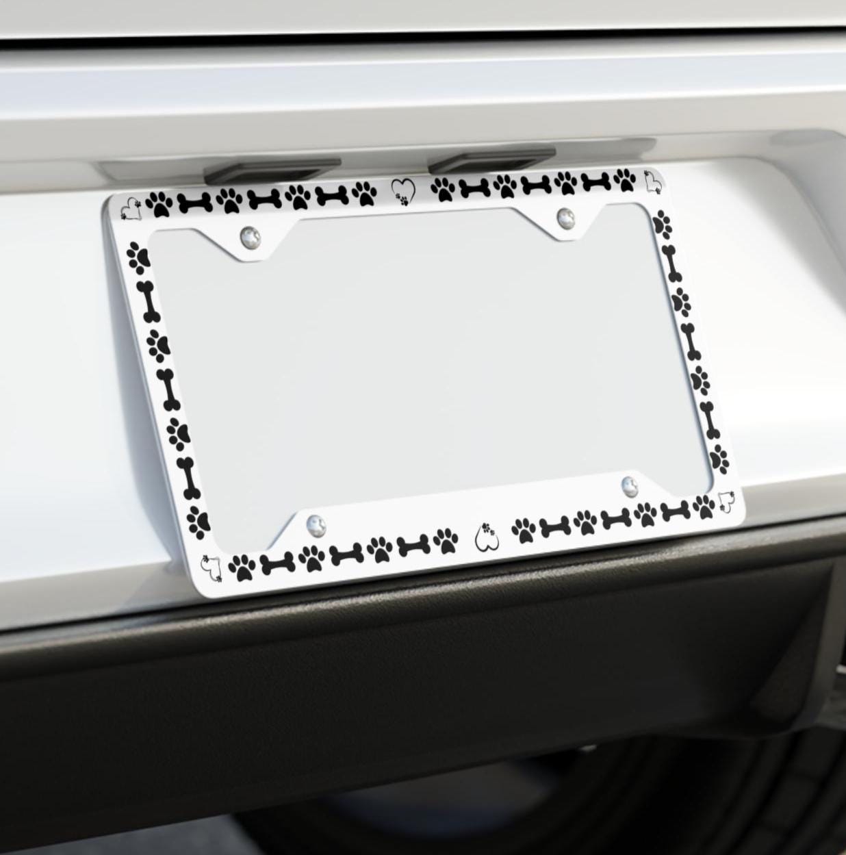 Custom Dog Paw License Plate Frame: Pet Lover Car Decor