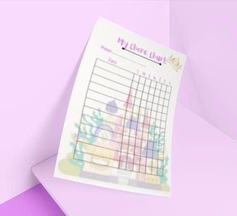 Princess Castle Chore Chart: Kids Task Tracker (PDF Download)