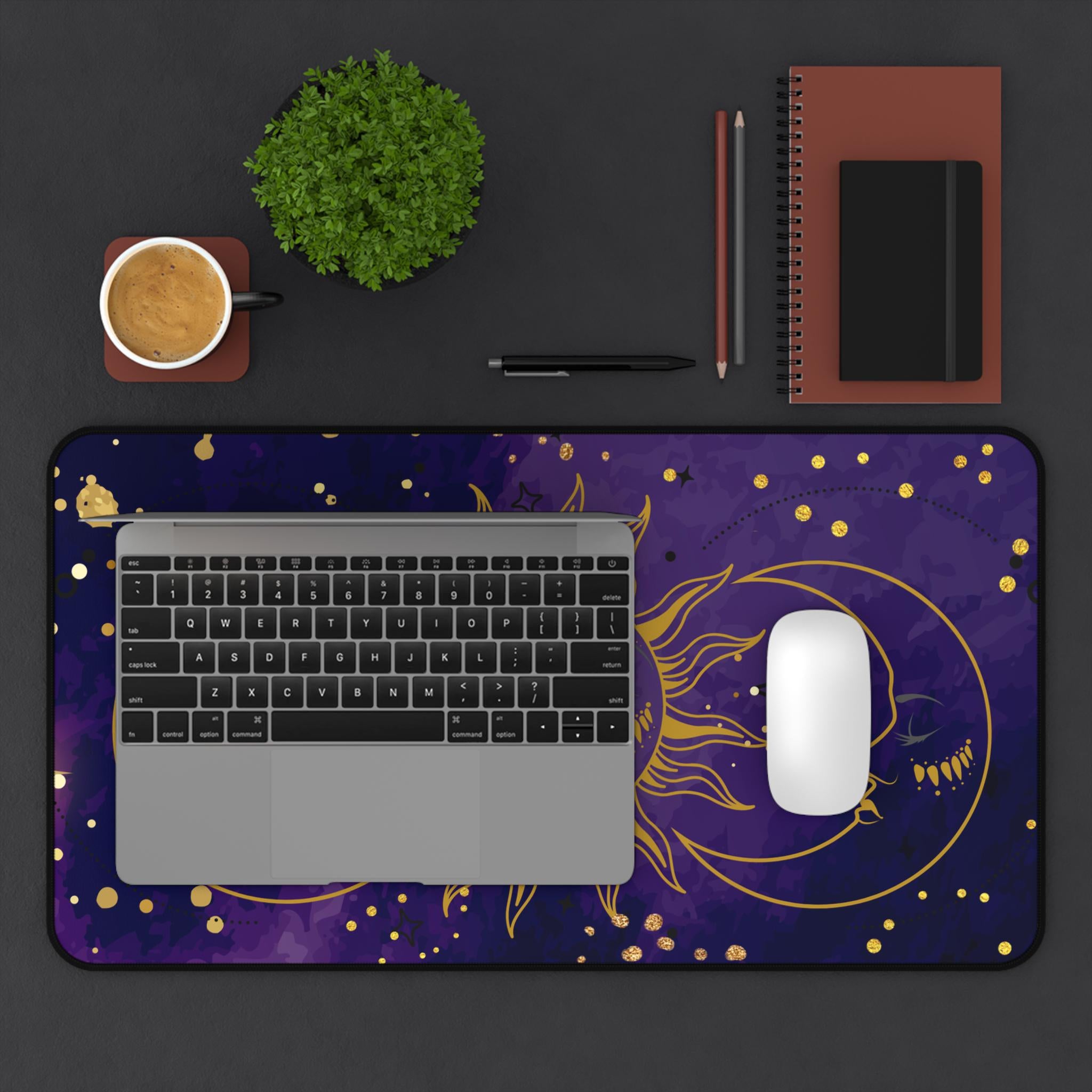 Celestial Moon & Sun Desk Mat: Astrology Office Decor