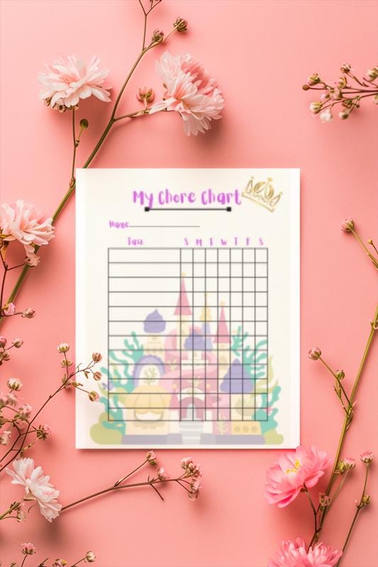 Princess Castle Chore Chart: Kids Task Tracker (PDF Download)