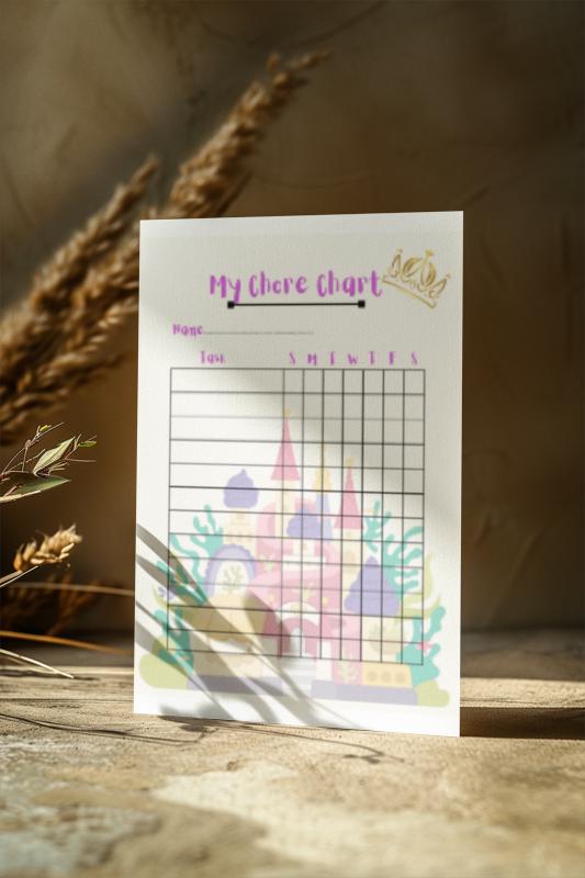 Princess Castle Chore Chart: Kids Task Tracker (PDF Download)