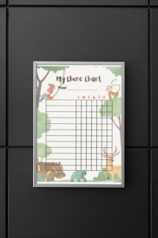 Jungle Themed Chore Chart, track weekly chores, accomplishments and incentivize your child to succeed