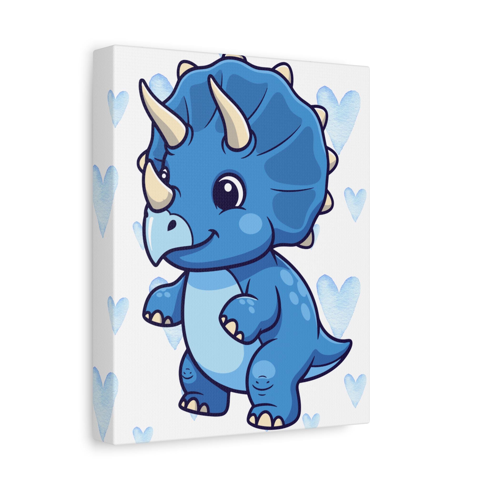 Blue Baby Triceratops Canvas | Matte Stretched Wall Art