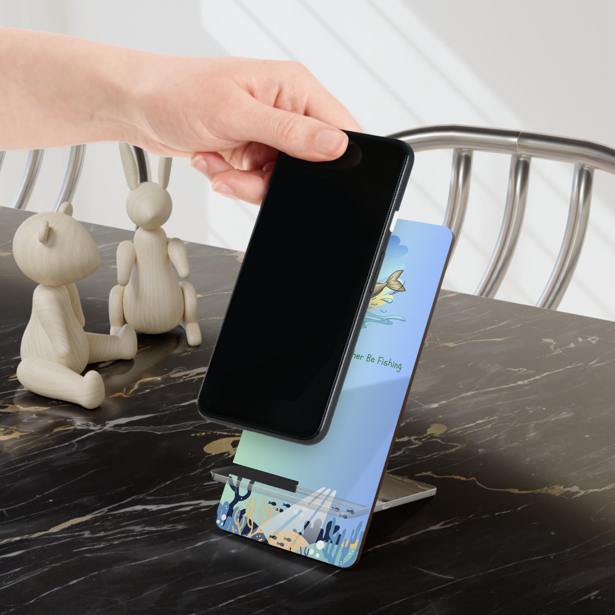 Fishing Themed Smartphone Stand, I'd Rather Be Fishing Holder, Desk Accessory, Gift for Fisherman, Fishing Lover Decor, Unique Phone Stand