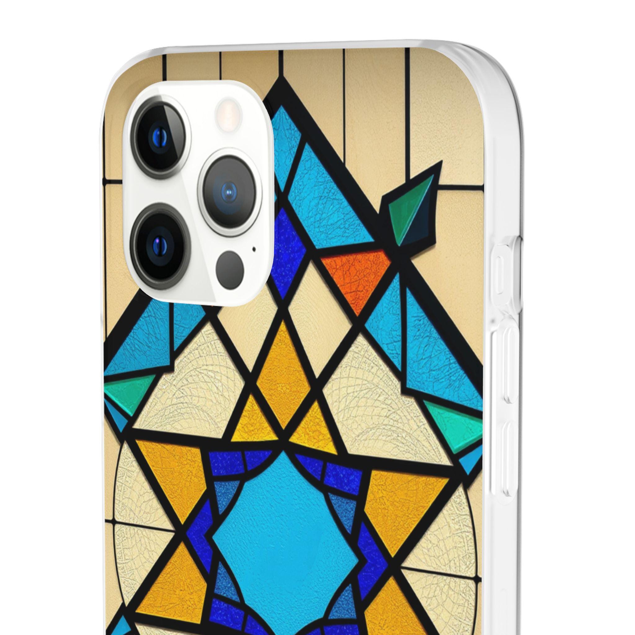 Faux Stained Glass iPhone Case: Geometric Art, Unique Mobile Cover