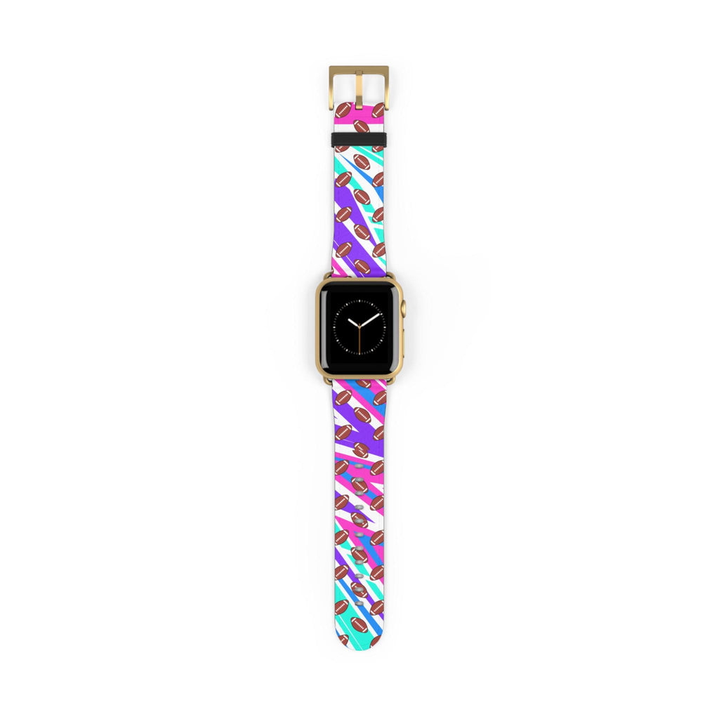 Colorful Pattern Apple Watch Band: Football Sport Style, Polyester Faux Leather