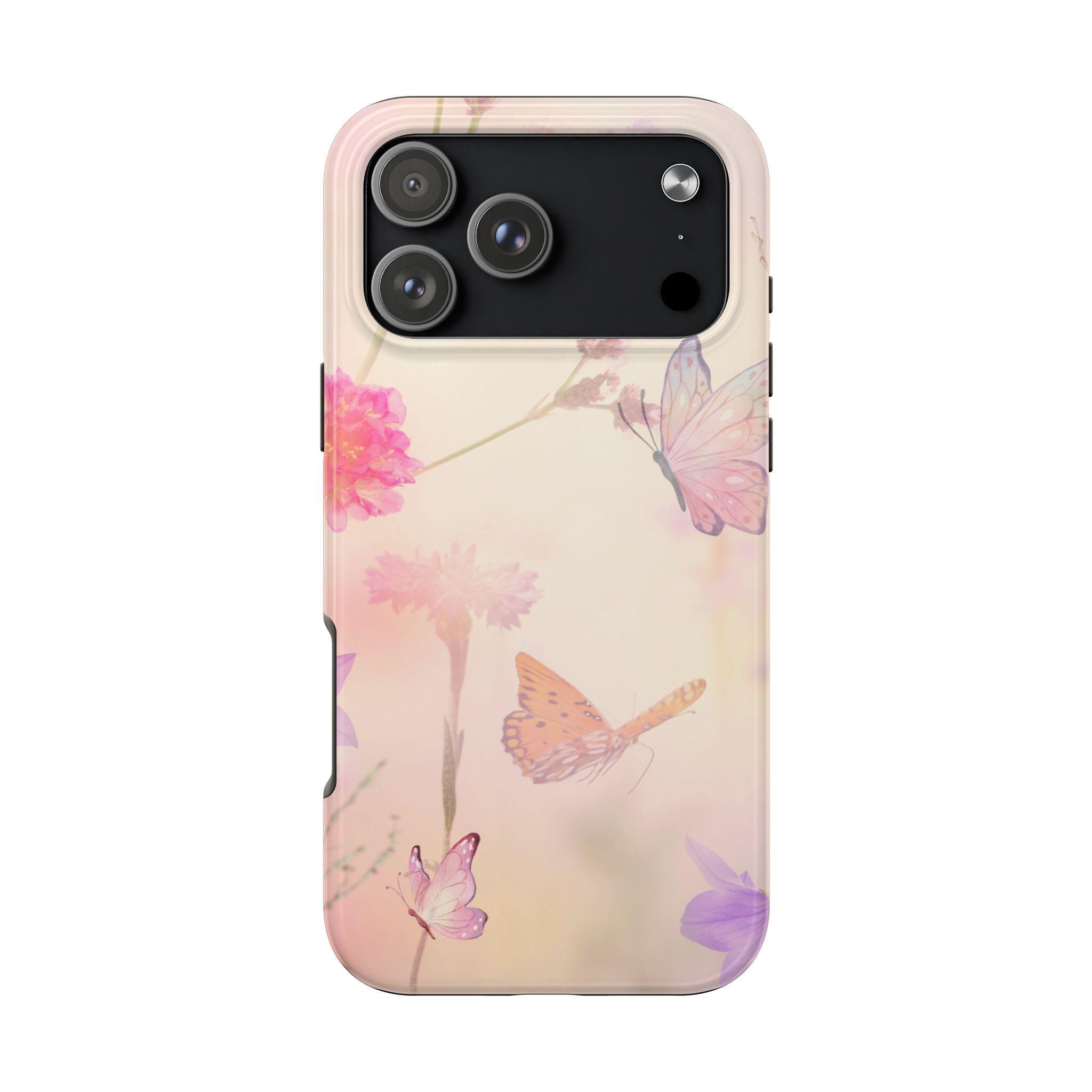 Floral Butterfly Phone Case | Soft Pink Flowers and Butterfly Design