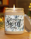 Home Sweet Home Floral Soy Candle, Farmhouse Decor, 9oz