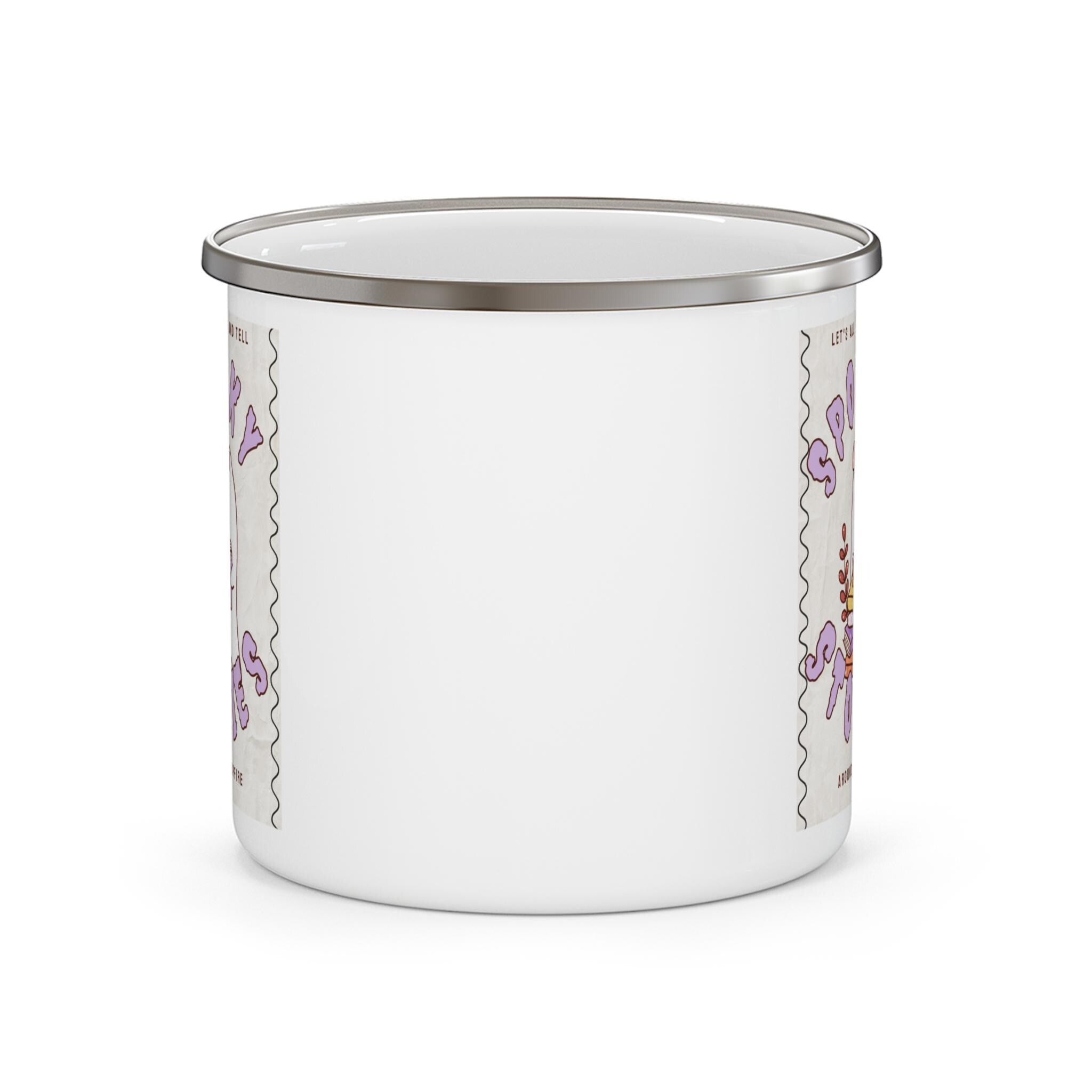 Spooky Stories Enamel Camping Mug: Cozy Bonfire Cup