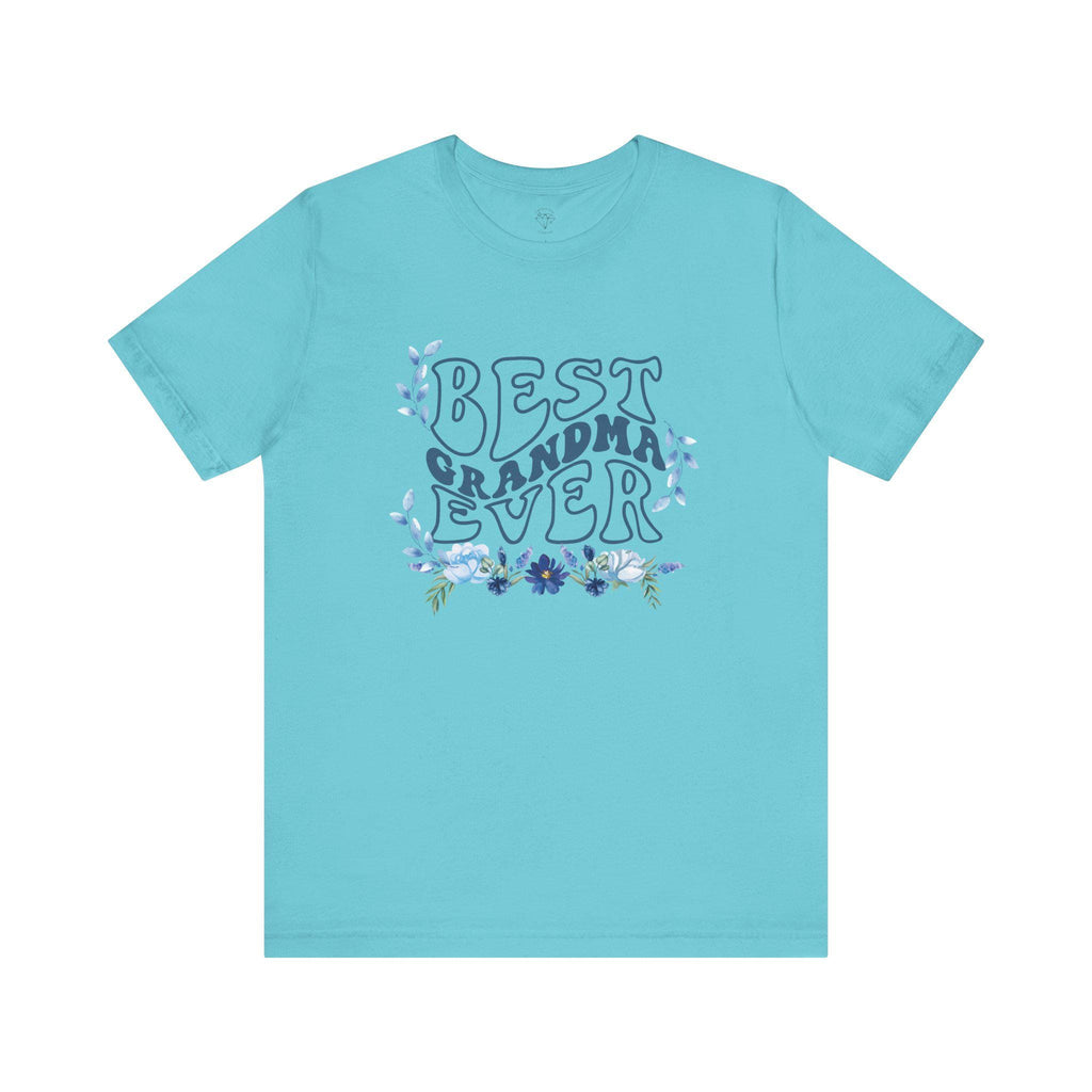 Best Grandma Ever Tee, Gift for Grandma, Mothers Day Tee, Floral Design Short Sleeve Shirt, Family Celebration Apparel