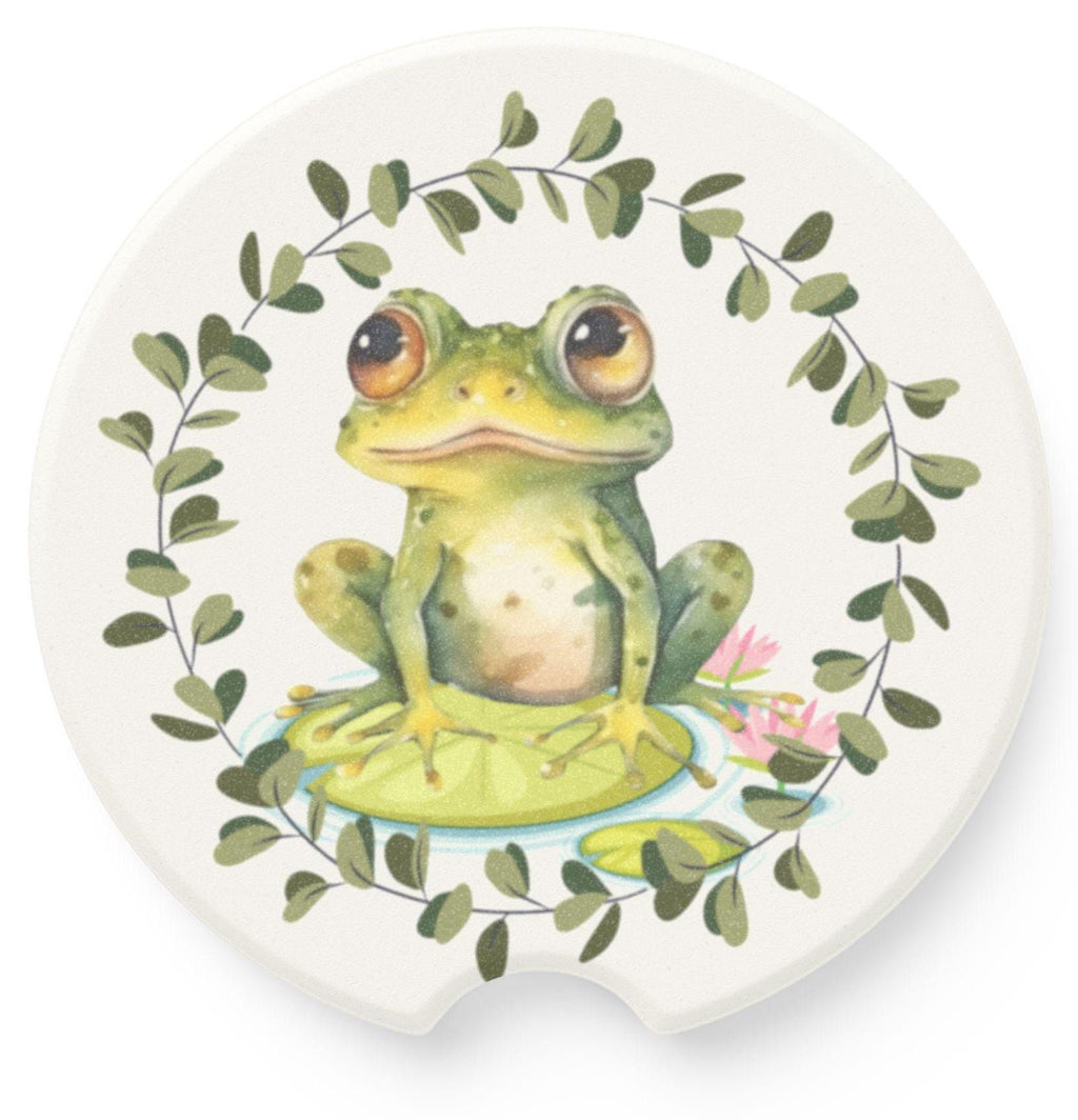 Frog Car Coaster: Charming Soapstone Car Accessories, Nature Lover Gift