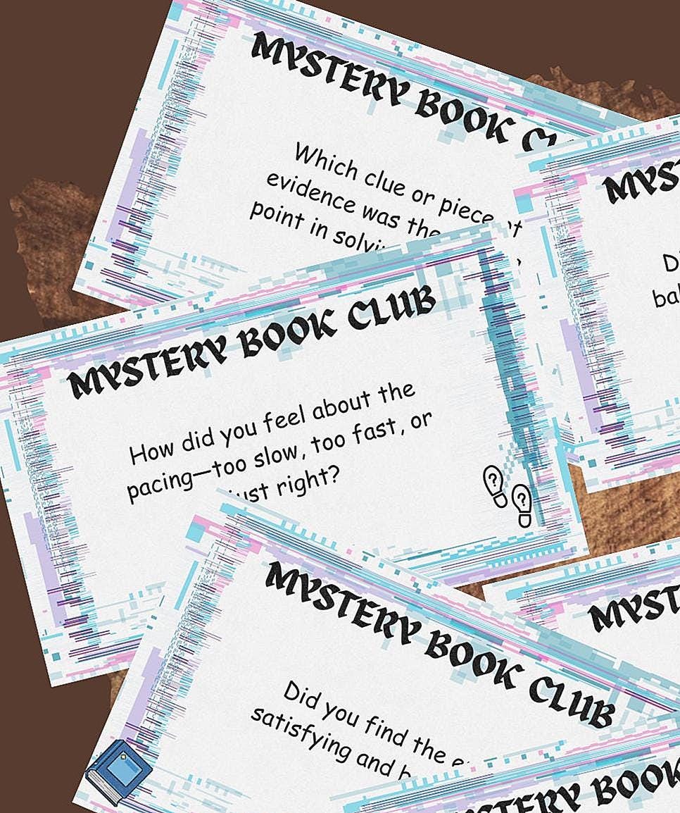 Mystery Book Club Conversation Cards, Idea starters, PDF File Download