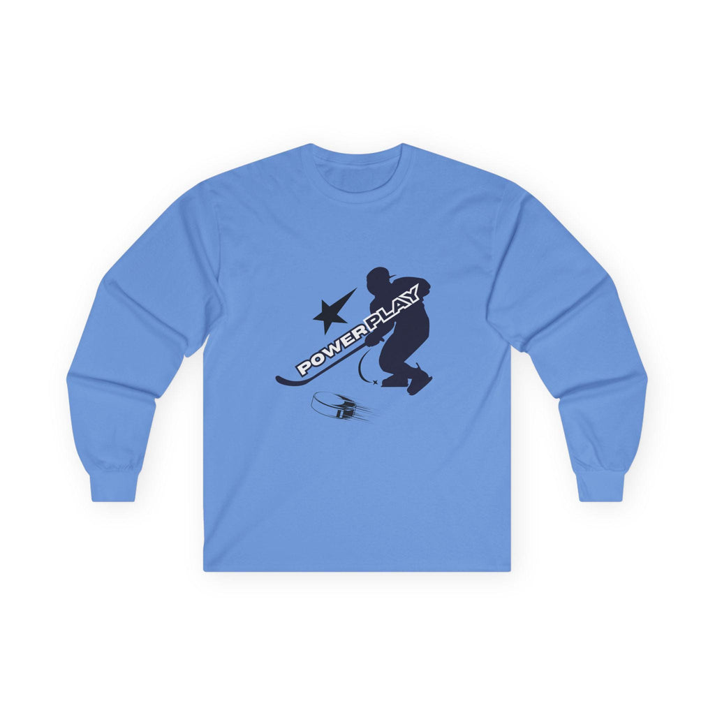 Powerplay Hockey Long Sleeve Tee | Unisex Cotton Shirt for Players, Sports Fans, Gifts, Hockey Love, Game Day Apparel