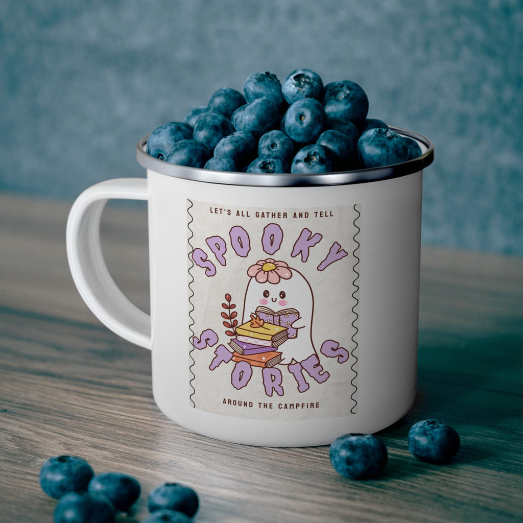 Spooky Stories Enamel Camping Mug: Cozy Bonfire Cup