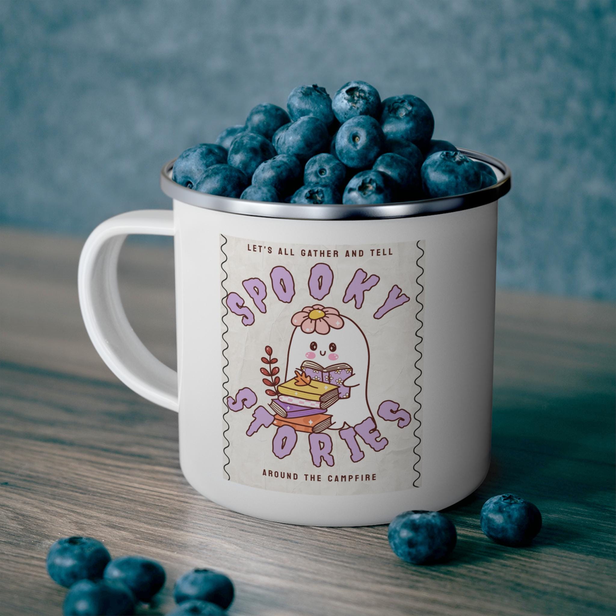 Spooky Stories Enamel Camping Mug: Cozy Bonfire Cup