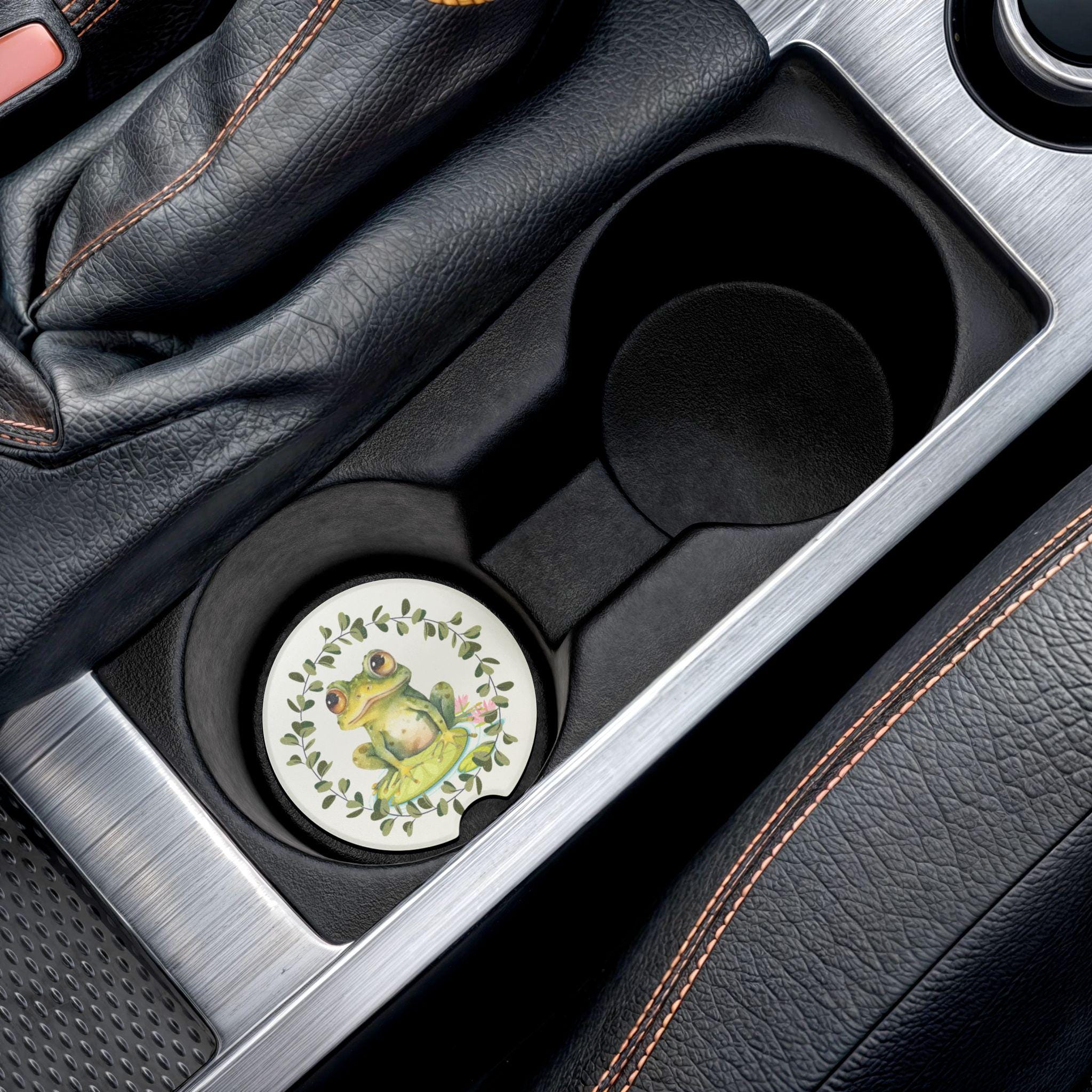 Frog Car Coaster: Charming Soapstone Car Accessories, Nature Lover Gift