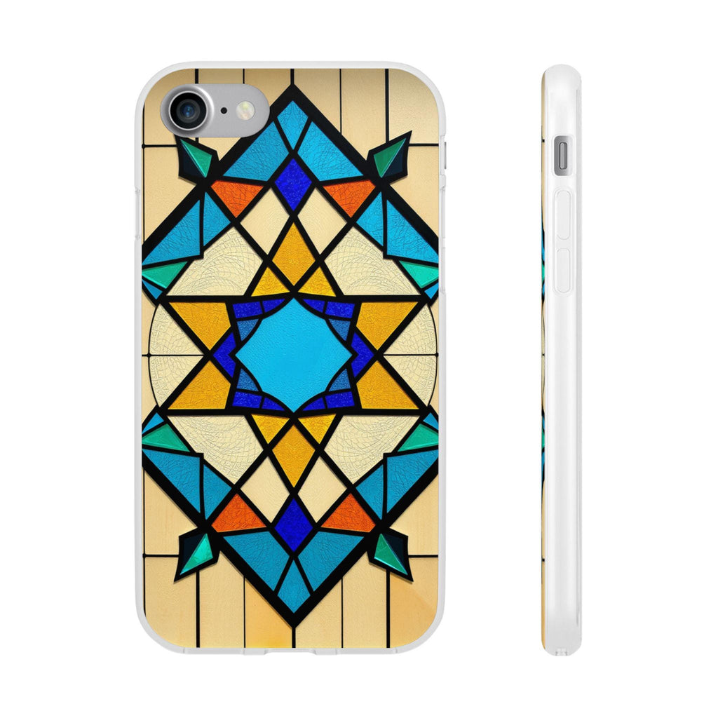Faux Stained Glass iPhone Case: Geometric Art, Unique Mobile Cover