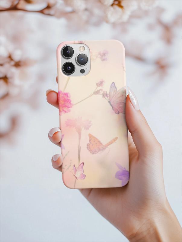 Floral Butterfly Phone Case | Soft Pink Flowers and Butterfly Design
