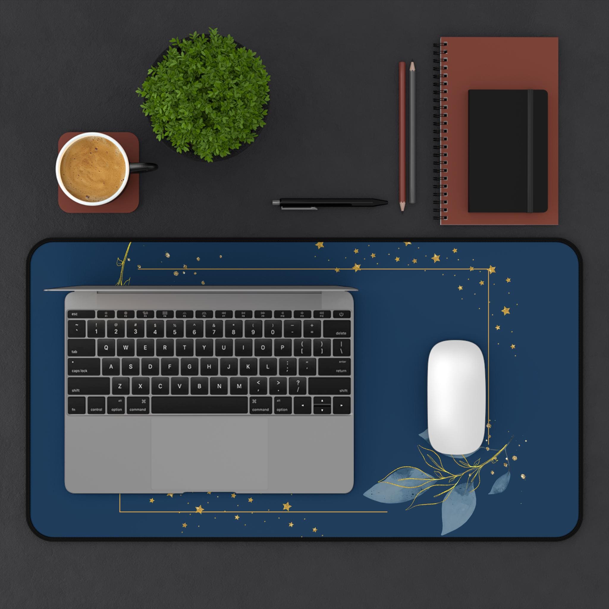 Floral Desk Mat: Elegant Workspace Accessory - Neoprene Desk Organizer
