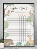 Jungle Themed Chore Chart, track weekly chores, accomplishments and incentivize your child to succeed