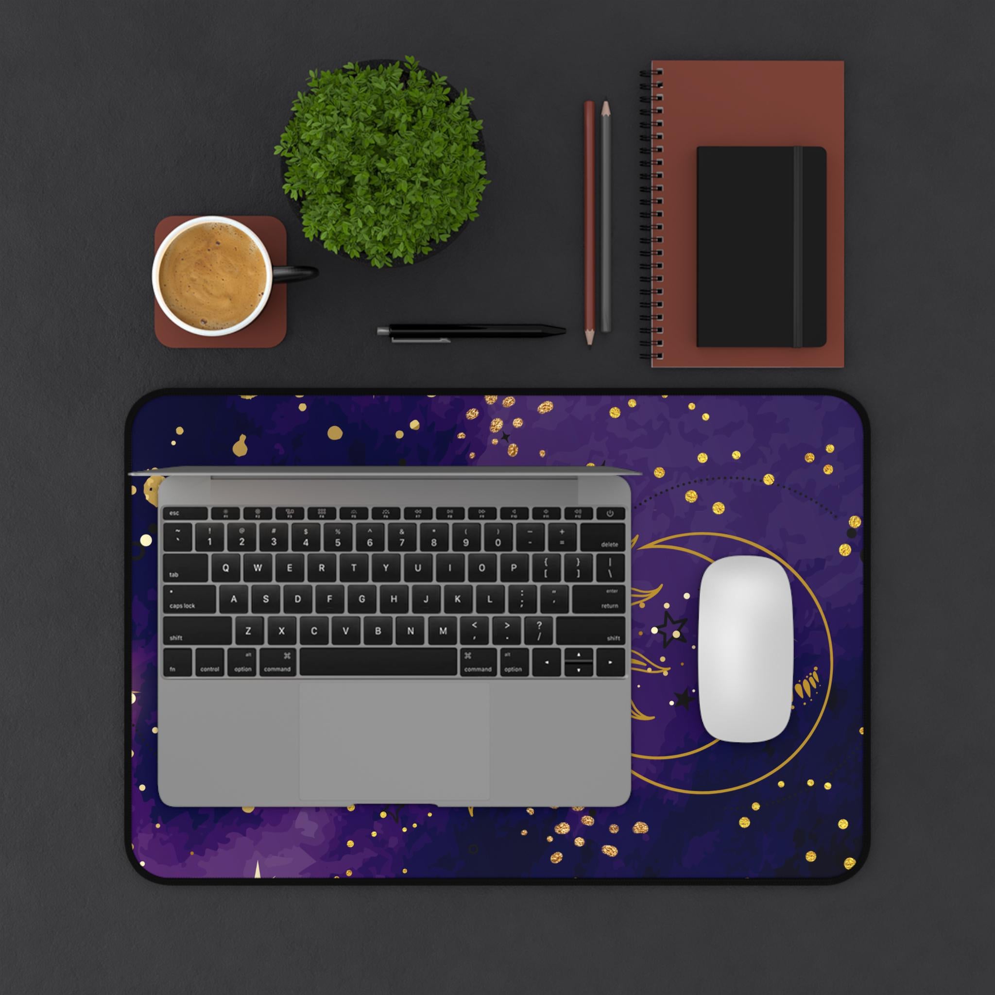 Celestial Moon & Sun Desk Mat: Astrology Office Decor