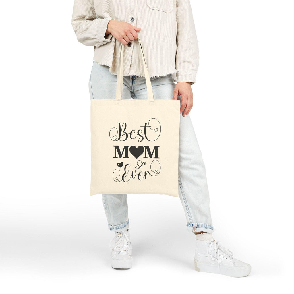 Best Mom Ever Cotton Canvas Tote Bag - Gift for Mother, Eco-Friendly Shopper, Grocery Bag, Personalized Mother's Day, Cute Tote
