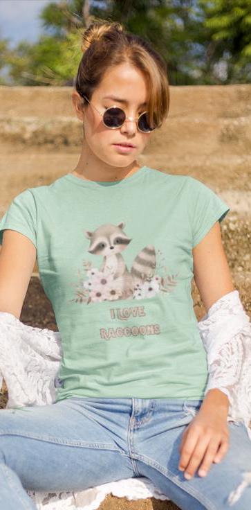 Cute Raccoon Love Tee, Perfect for Animal Lovers, Nature Enthusiasts, Gift for Birthdays, Earth Day, Casual Wear