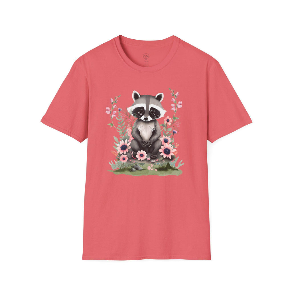 Floral Raccoon T-Shirt: Nature Lover Gift, Ring-Spun Cotton