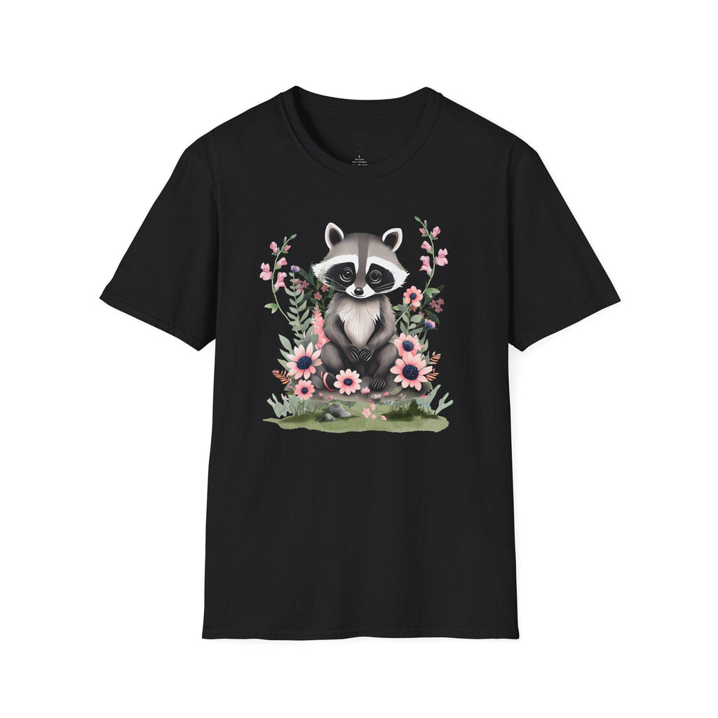 Floral Raccoon T-Shirt: Nature Lover Gift, Ring-Spun Cotton