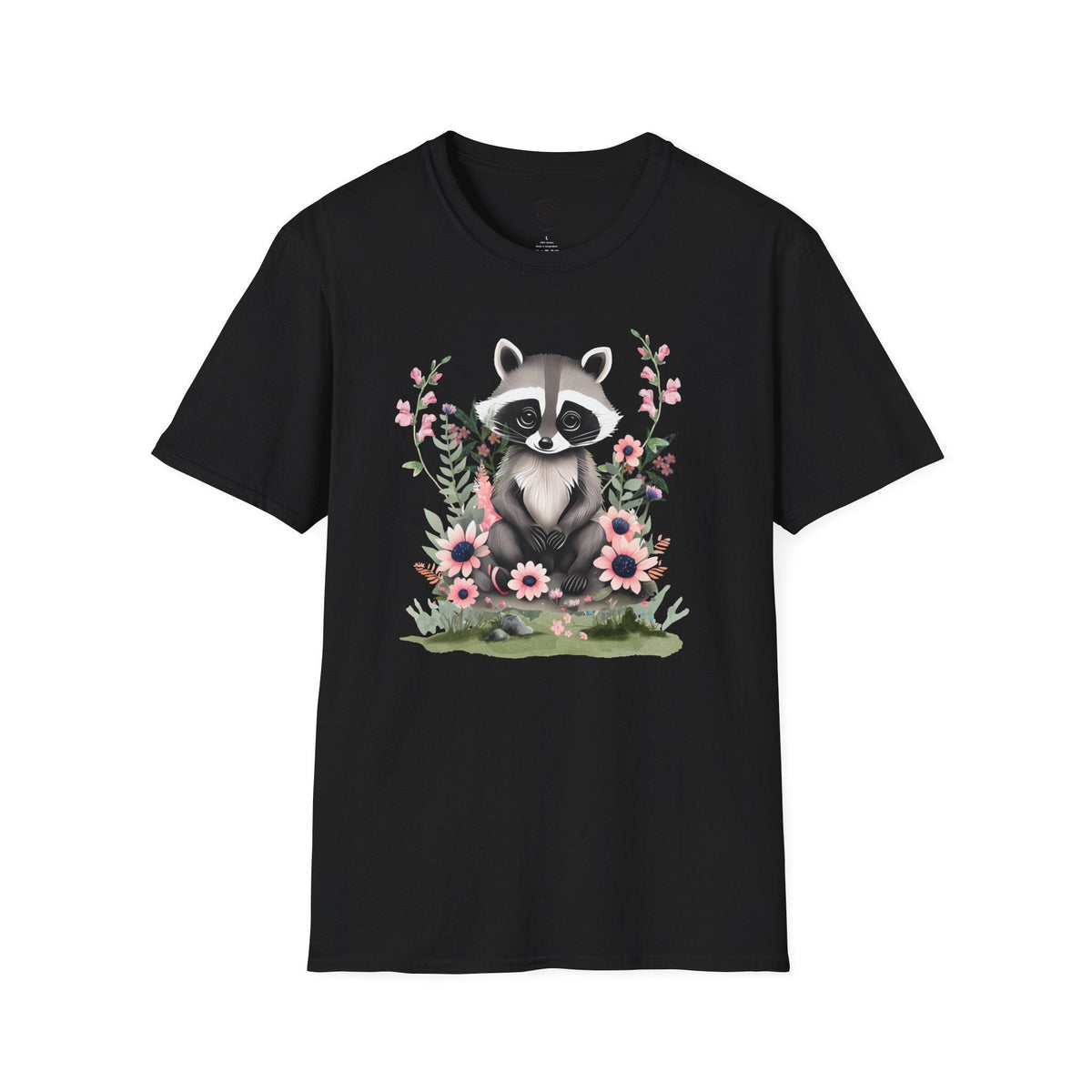 Floral Raccoon T-Shirt: Nature Lover Gift, Ring-Spun Cotton